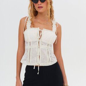 (NEW WITH TAGS) For Love & Lemons Morgan Top Size L / White
